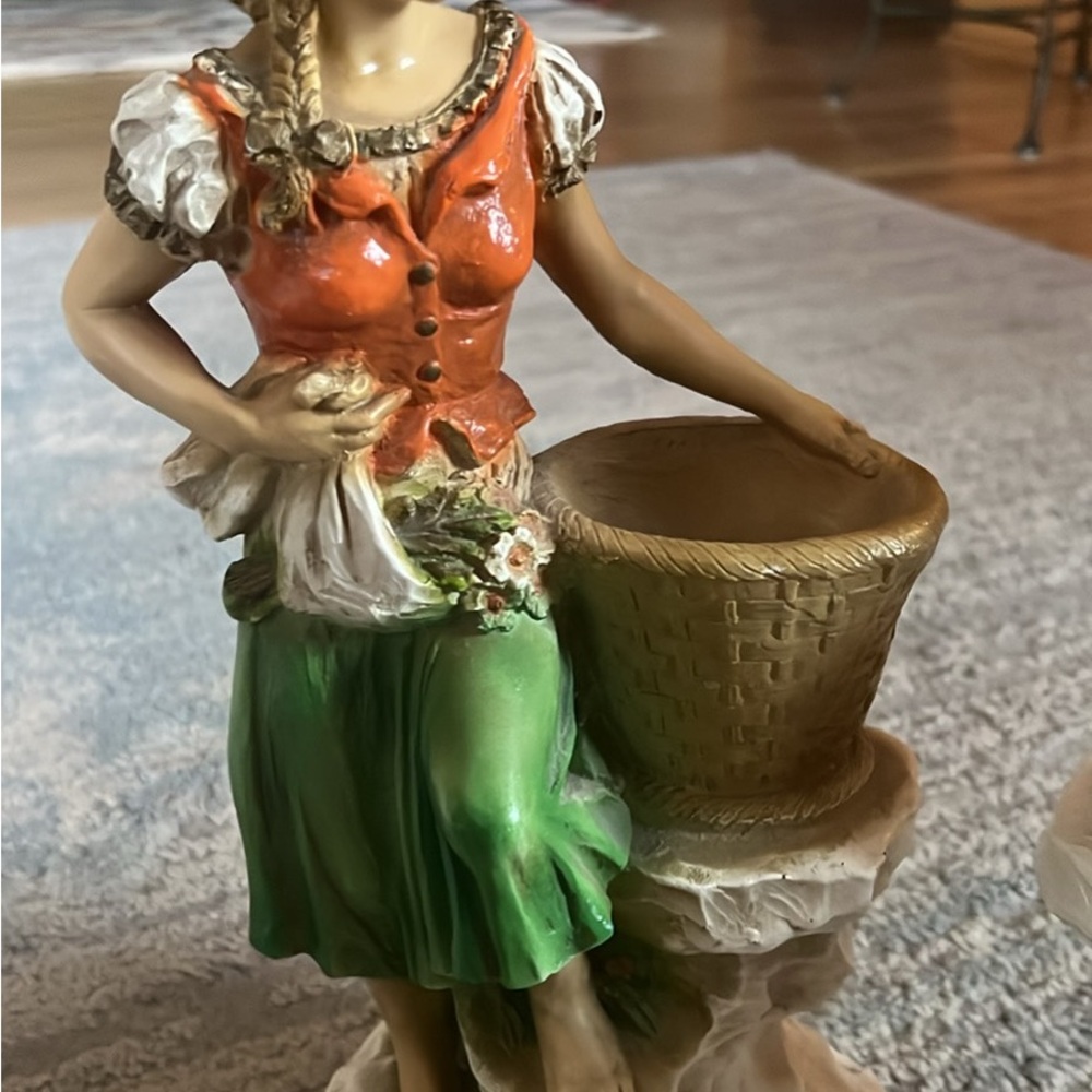 Emerald Green and Coral Decorative Accent Figurine
